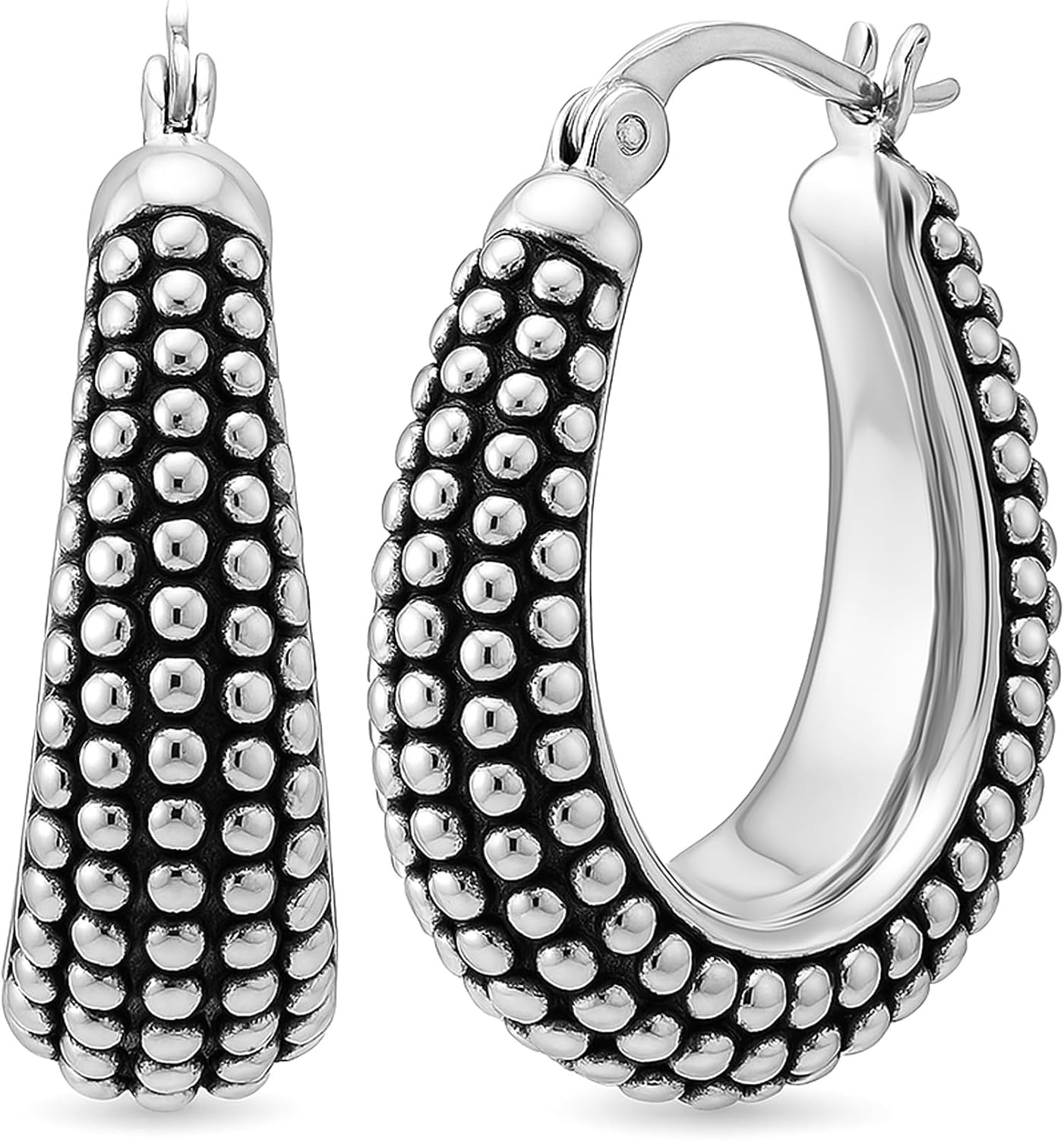 Detalle de LeCalla 925 Sterling Silber Hoop Ohrringe 27 mm