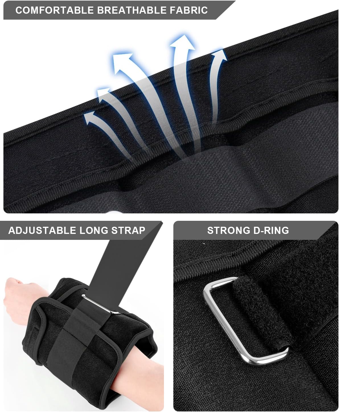 Detalle 2 de Fragraim Adjustable Ankle Weights (Pair) with Removable Weight, 1–20 lb Options