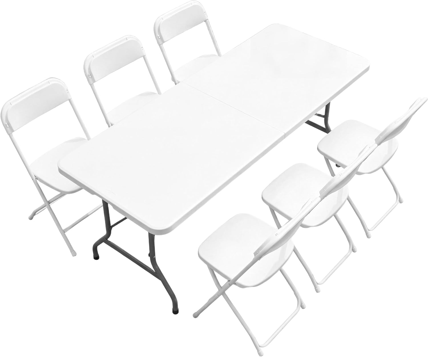 Detalle de DUMOS DM-ZDZ6FT-ZDY6P-WT Folding Picnic Table Set, 6 Chairs, White