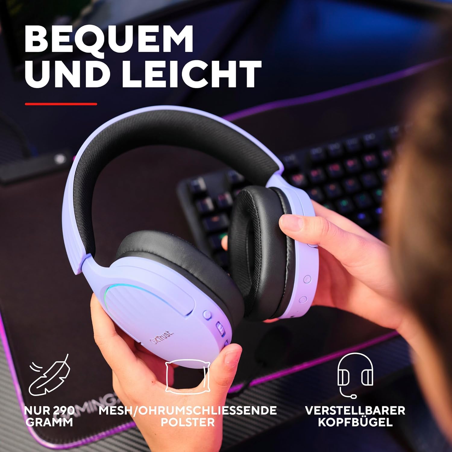 Thumbnail 5 de Trust Gaming GXT 491P Fayzo Gaming Headset – kabellos, 7.1 Surround, Bluetooth & 50 mm Treiber