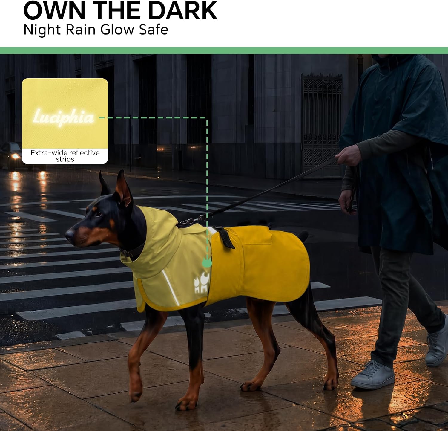 Thumbnail 4 de Luciphia YY-LUCAP2601-YL-35 Dog Raincoat, Yellow Medium, Hooded & Reflective