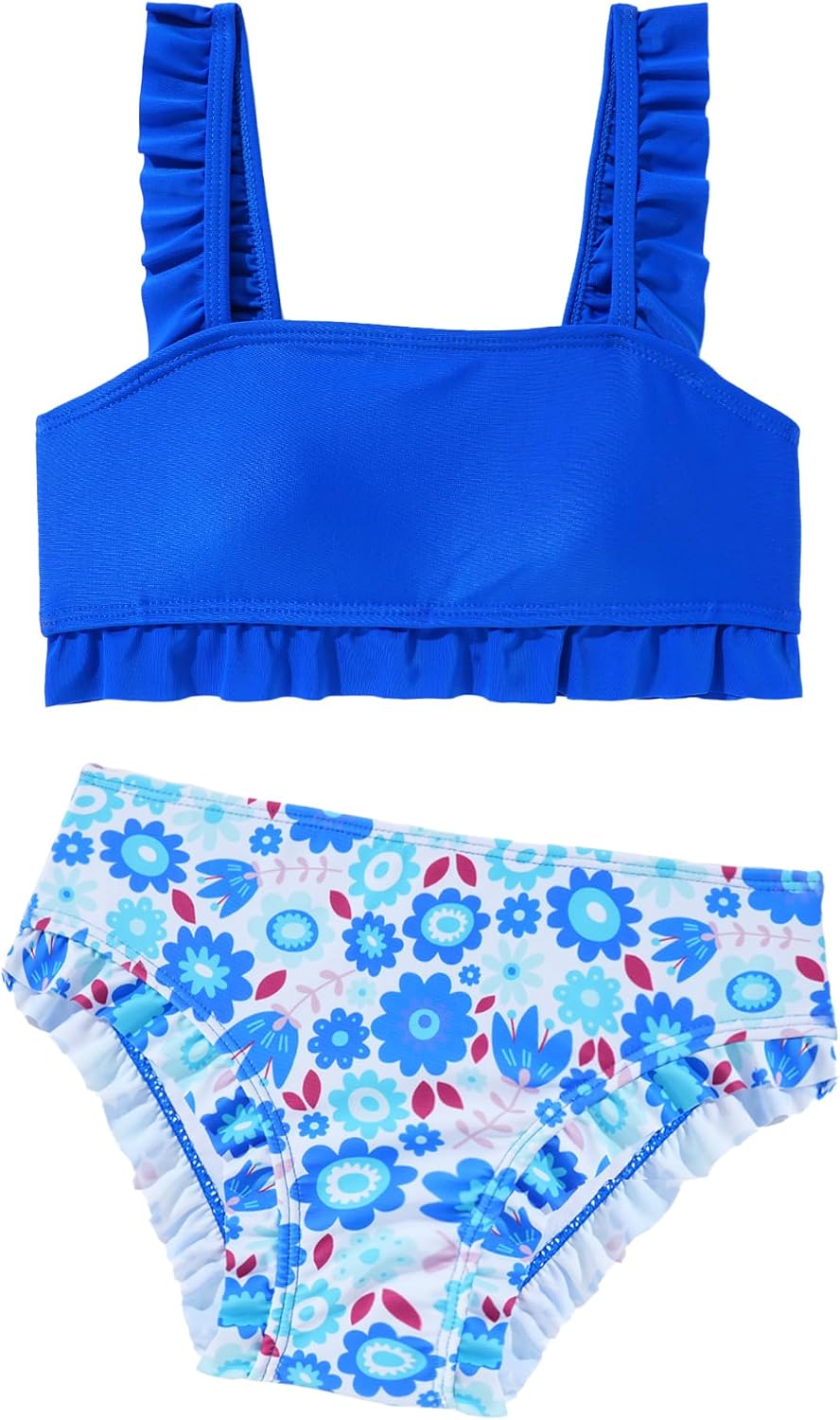 Detalle de Tween Girls Two-Piece Floral Print Bikini Set (Size 5–14) with Chest Pads