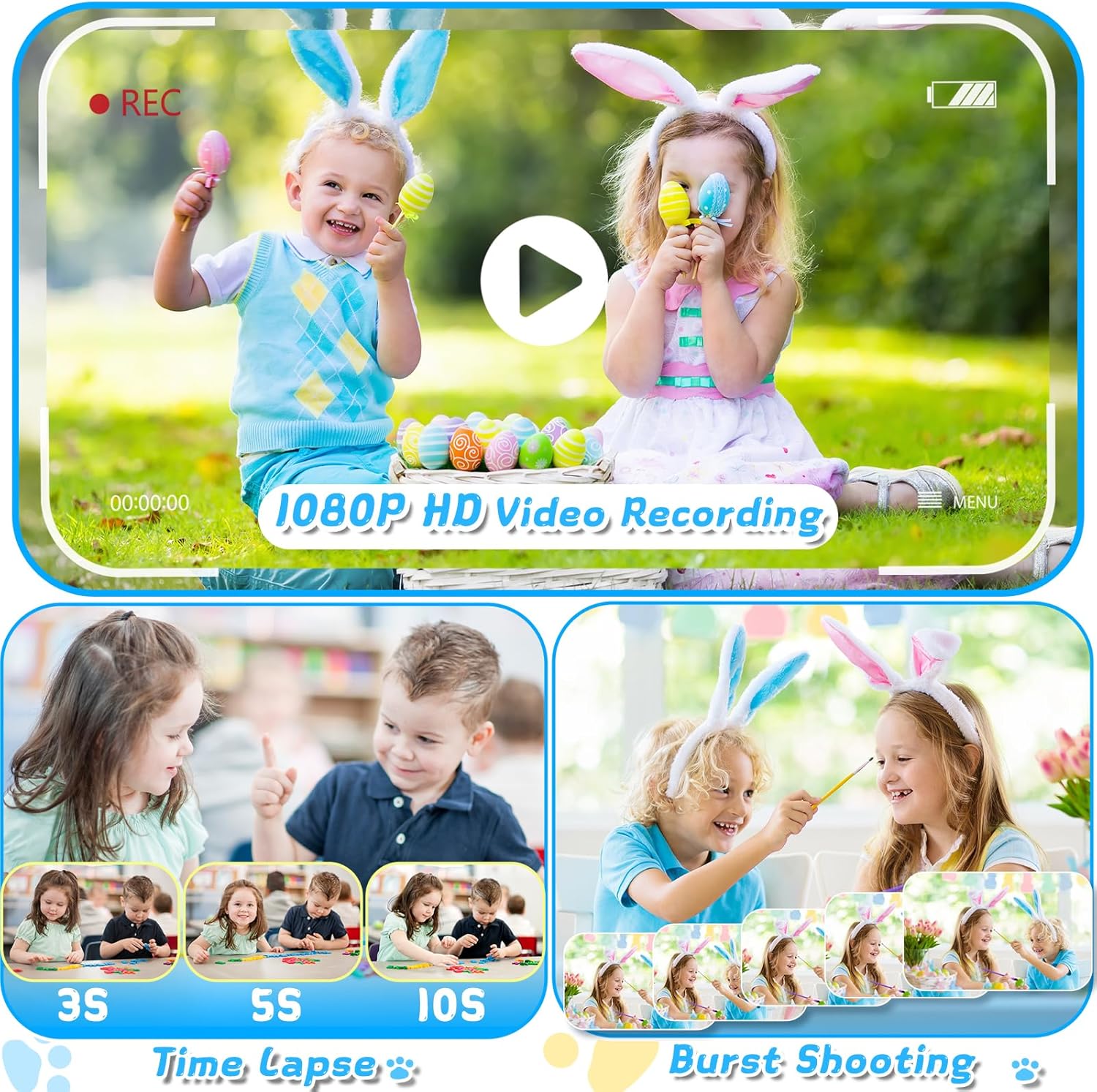 Thumbnail 3 de Macchina Fotografica Bambini con Zoom Rotante 360° – Schermo 3,5'' e 1080P HD