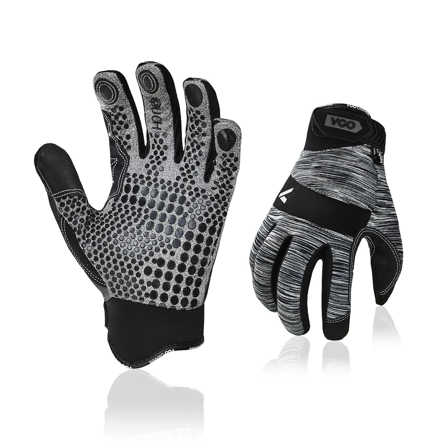 Thumbnail 6 de Vgo… Guanti da lavoro uomo in pelle con touchscreen, rivestimento in silicone anti-impatto e antiscivolo (TG 10/XL, verde) – 1 paio