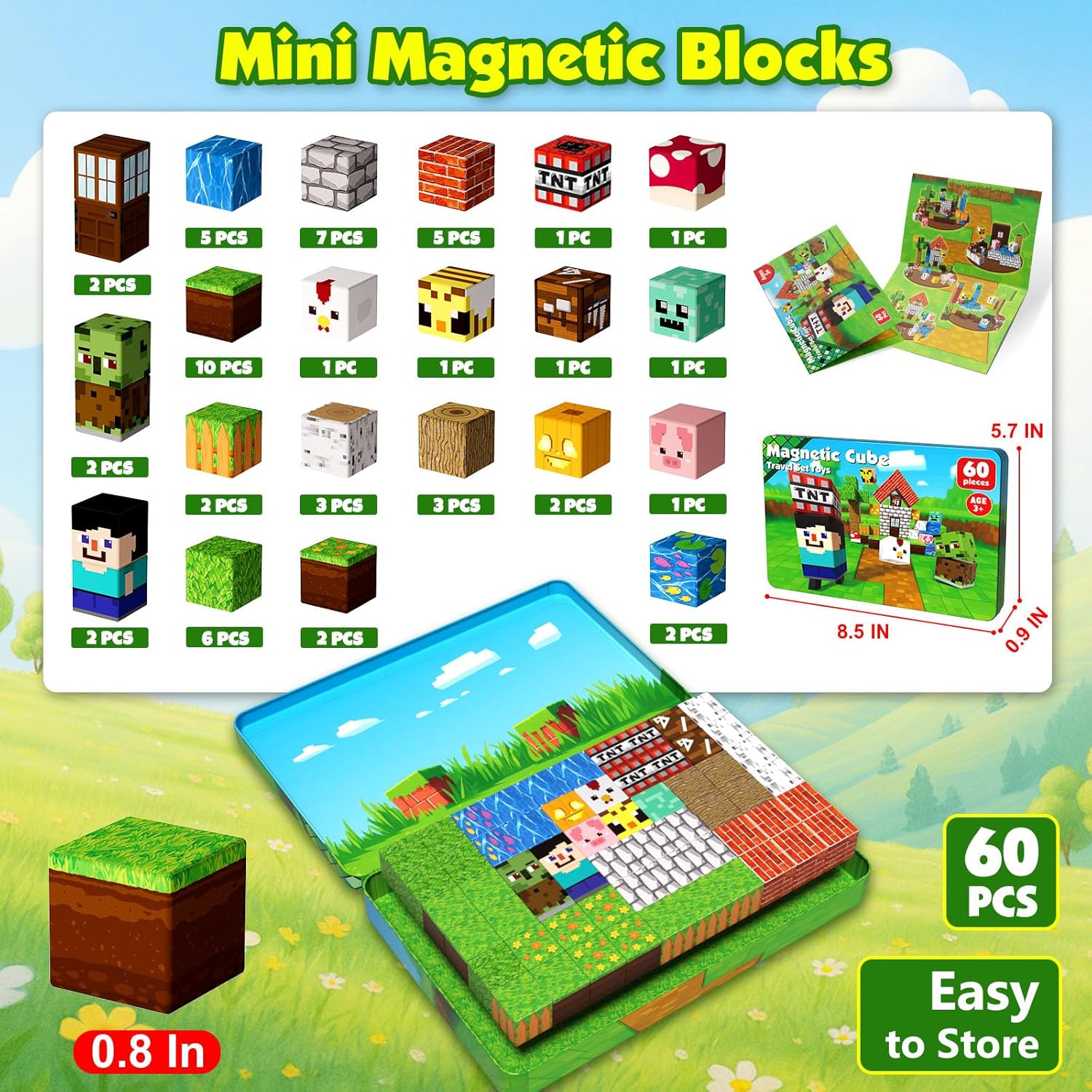 Detalle 2 de Magnetic Blocks 60PCS travel magnetic tiles