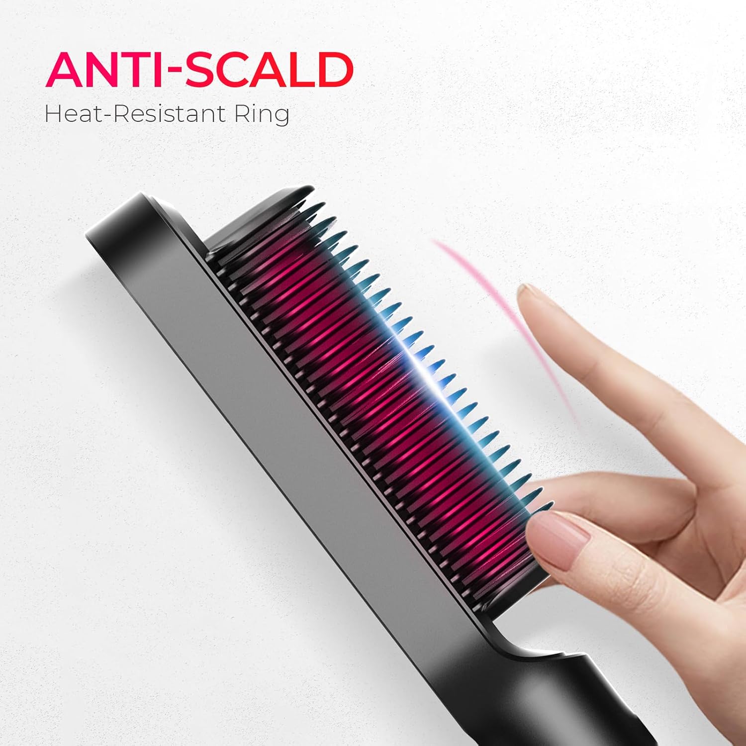 Detalle de TYMO Hair Straightener Brush UK (2-in-1 flat iron & hair brush) with 5 heat settings, black