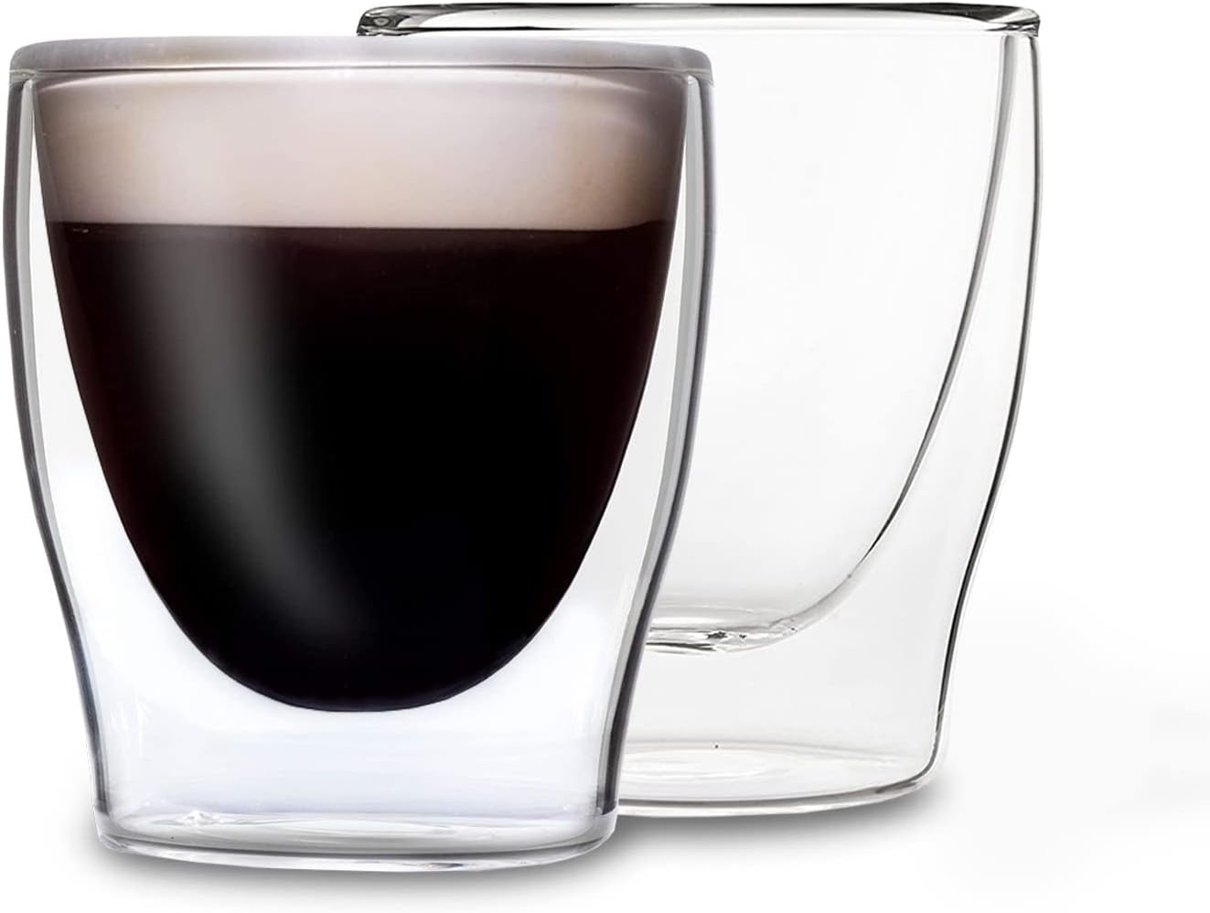 Detalle de Feelino DUOS – szklanki termiczne 2 × 80 ml, przezroczyste, z podwójnymi ściankami