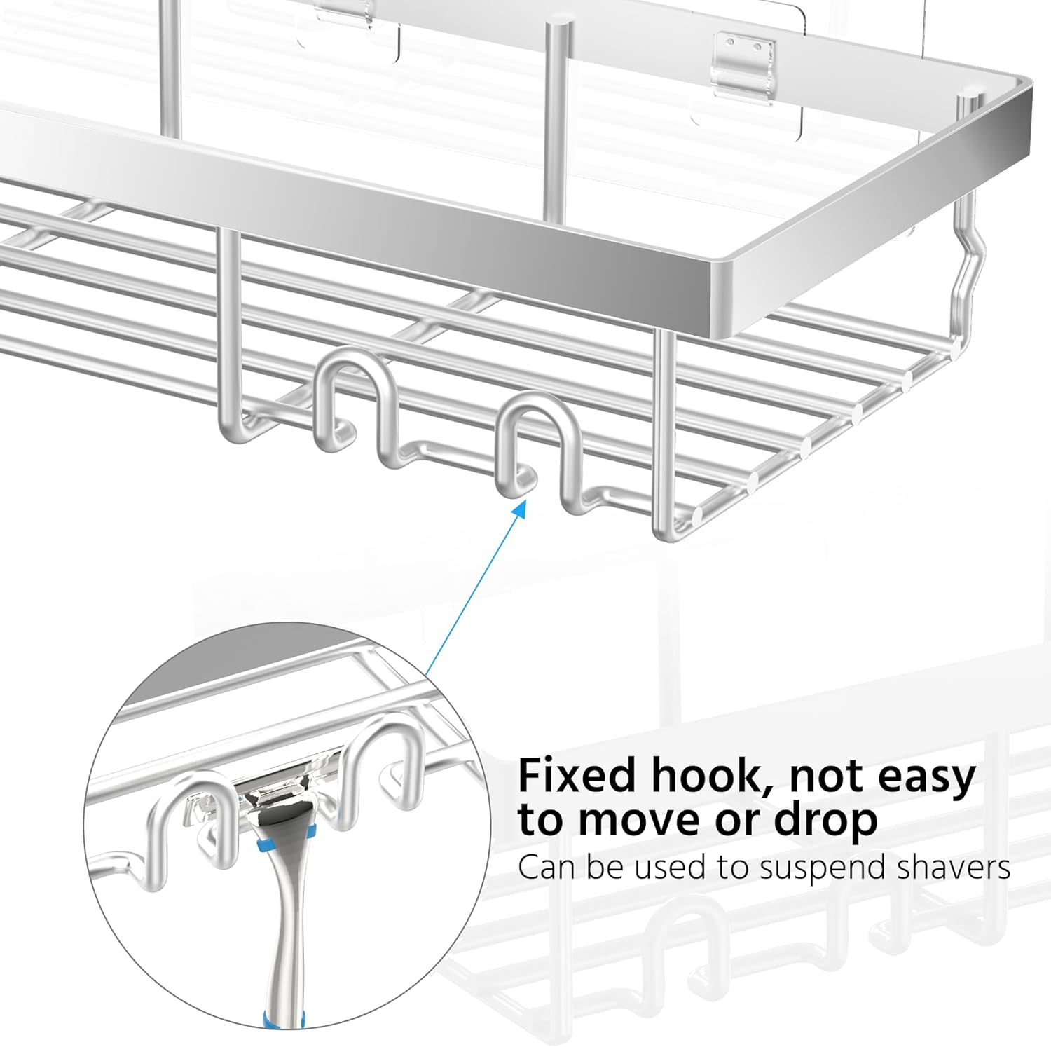 Thumbnail 2 de DIFULI Shower Caddy Shelf 3 Pack – Silver