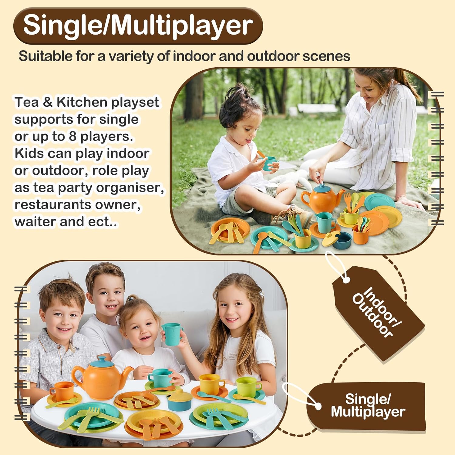 Detalle 2 de Buyger Kids Kitchen Accessories & Tea Set (35 pcs) for Toddlers 3–5