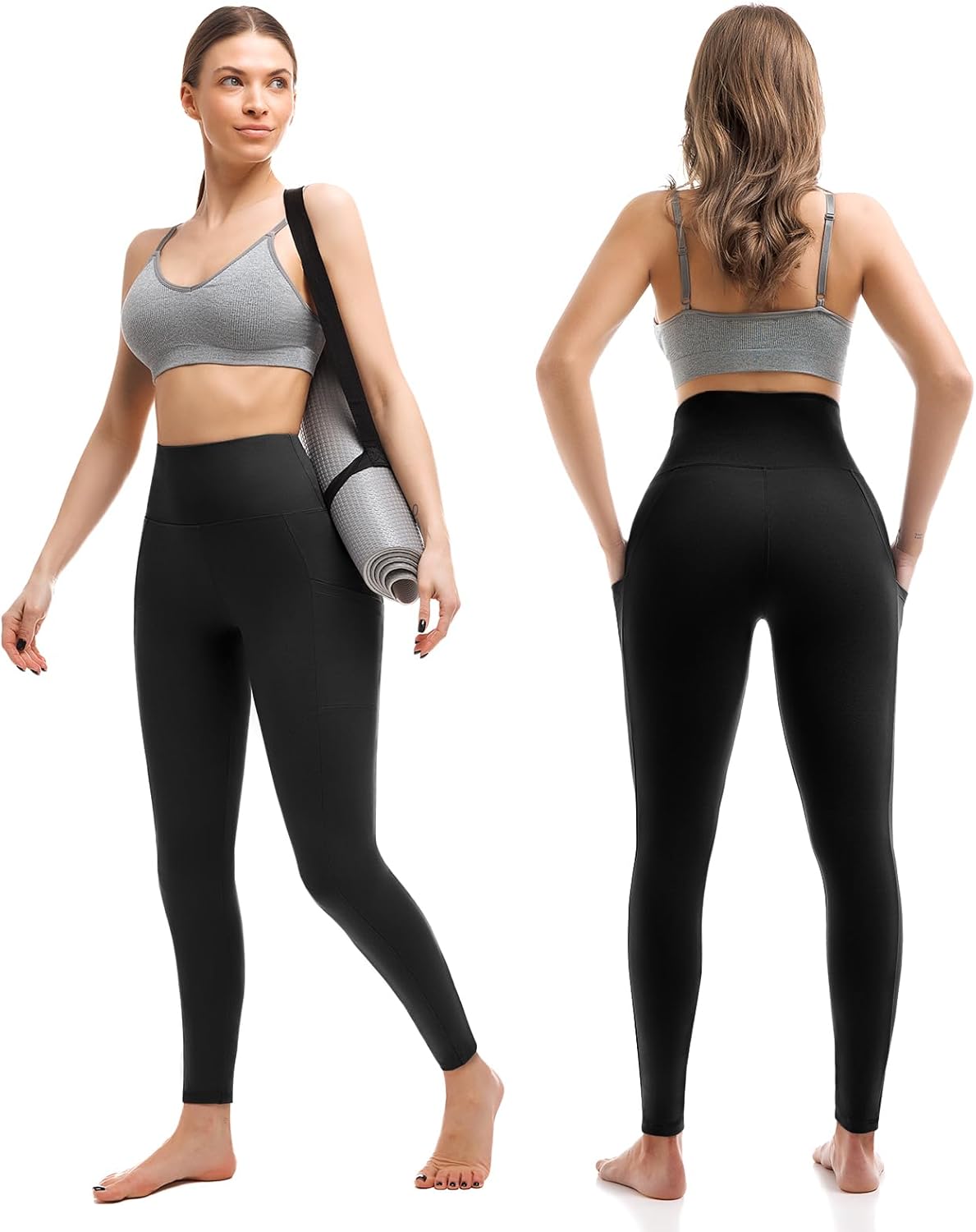 Thumbnail 1 de Sanpetix Sport Leggings Damen High Waist 2er Pack Schwarz/Grau – Mit Taschen, Vier-Wege-Stretch