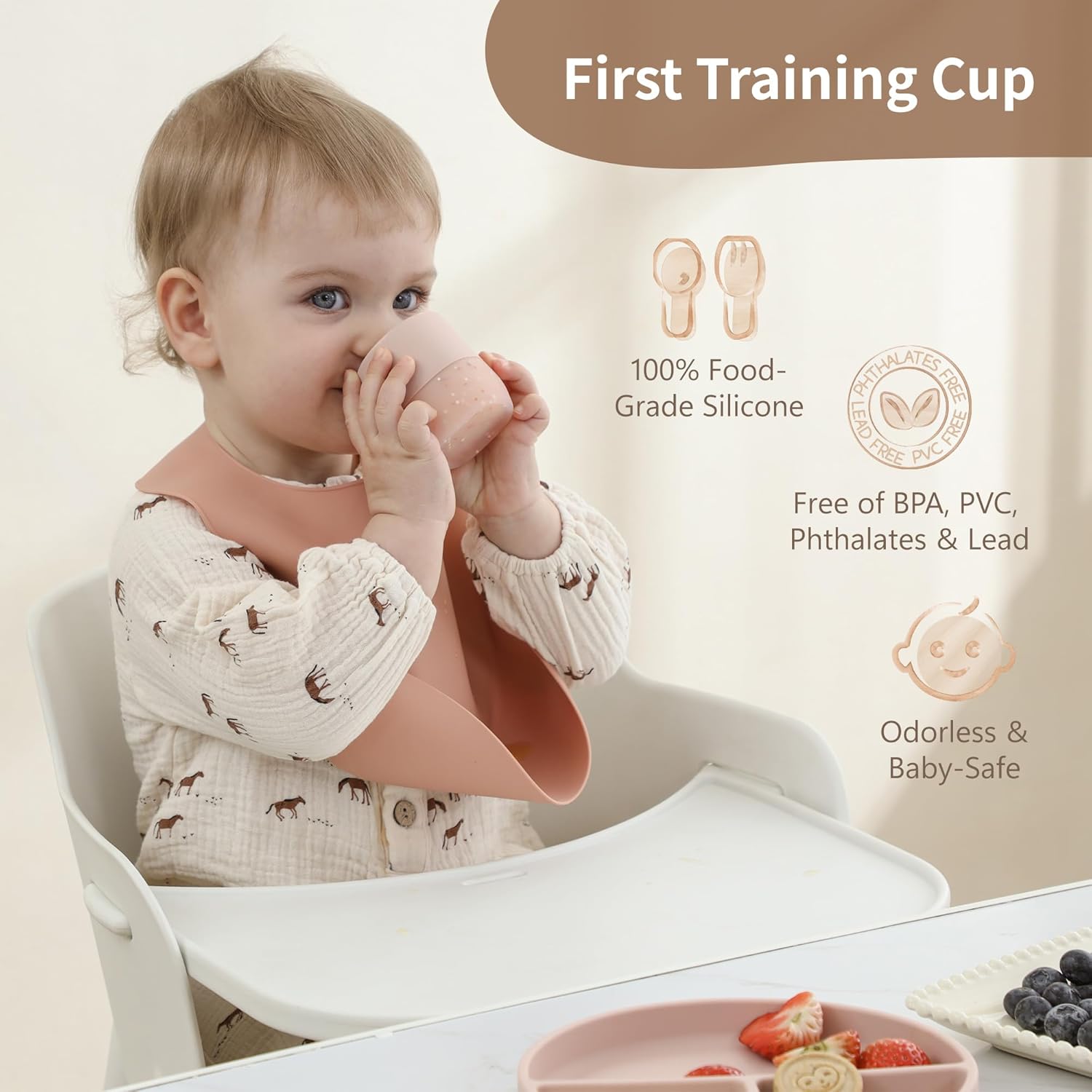 Thumbnail 3 de Moonkie Baby Cup | 2 Pack Silicone Open Cup for Babies from 6 Months