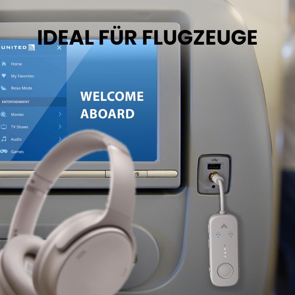 Thumbnail 1 de Avantree Relay Bluetooth 5.3 Adapter für Flugzeug mit 3,5-mm AUX und aptX Adaptive – für 2 AirPods oder Kopfhörer
