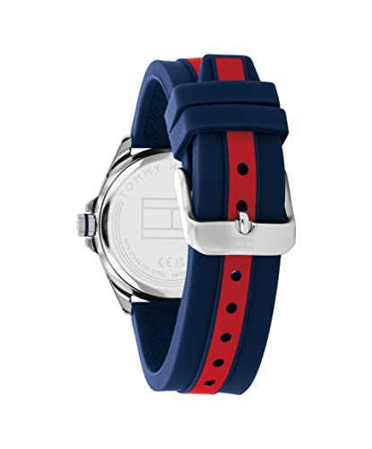 Detalle de Tommy Hilfiger Orologio con Movimento al Quarzo a Tre Lancette per i Giovani, Cinturino silicone Blu Navy