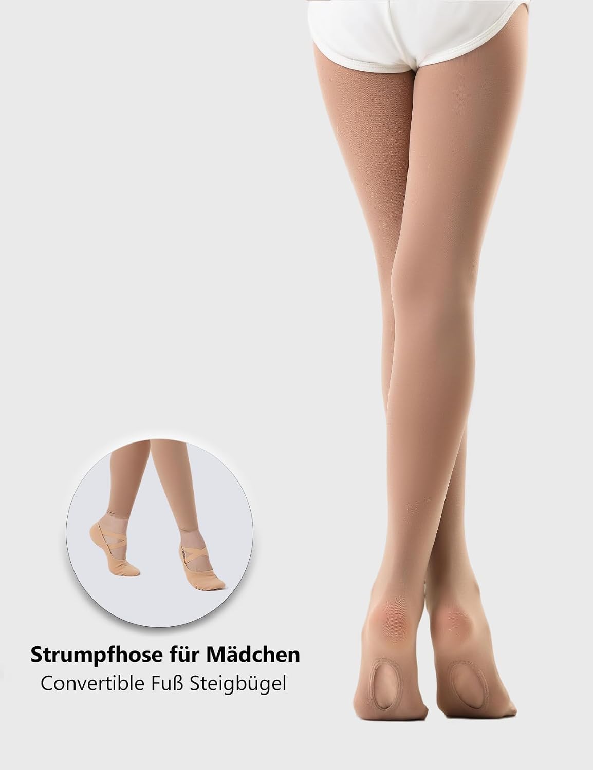 Detalle 2 de DUCMODA konvertibla balettstrumpbyxor för flickor med fotöppning