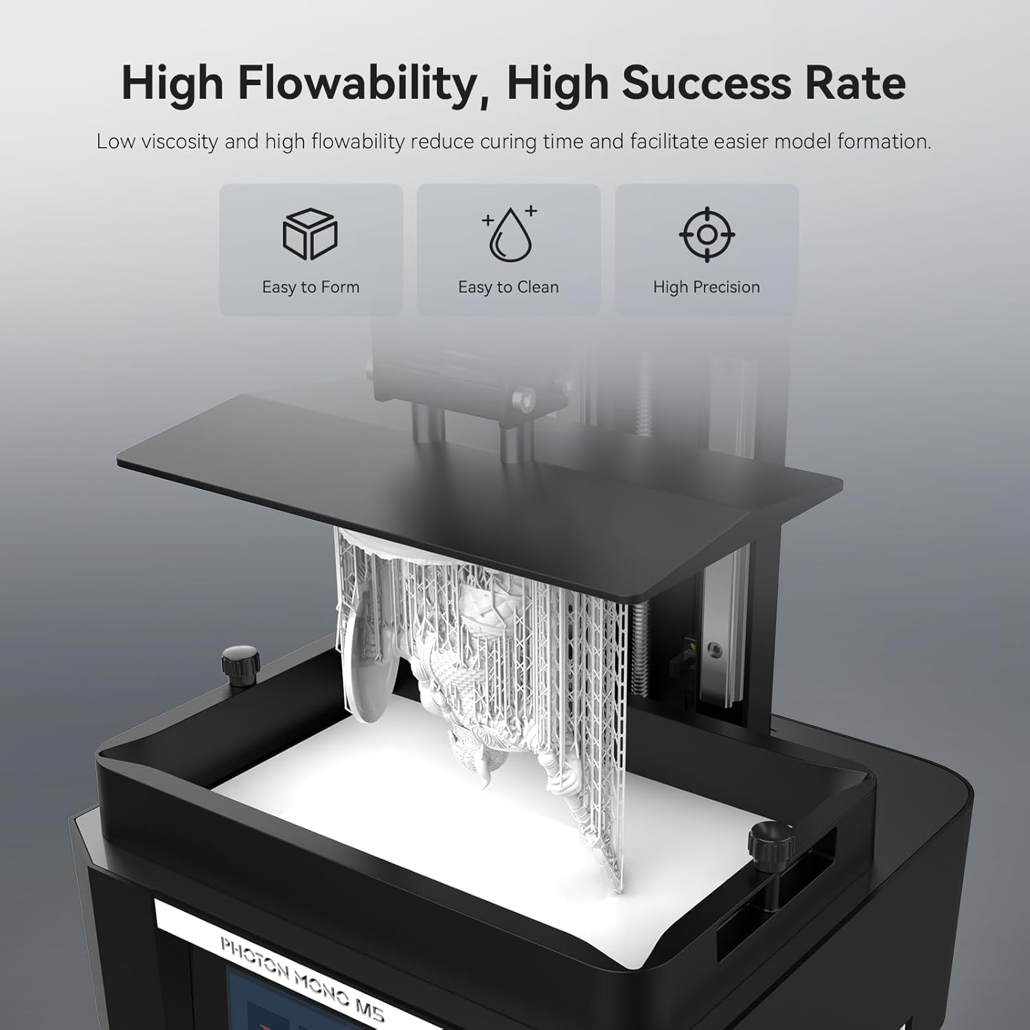 Detalle de ANYCUBIC ABS-Like Resin Pro 2 3D Printer Resin (White, 1kg) – enhanced strength, low shrinkage & low odour