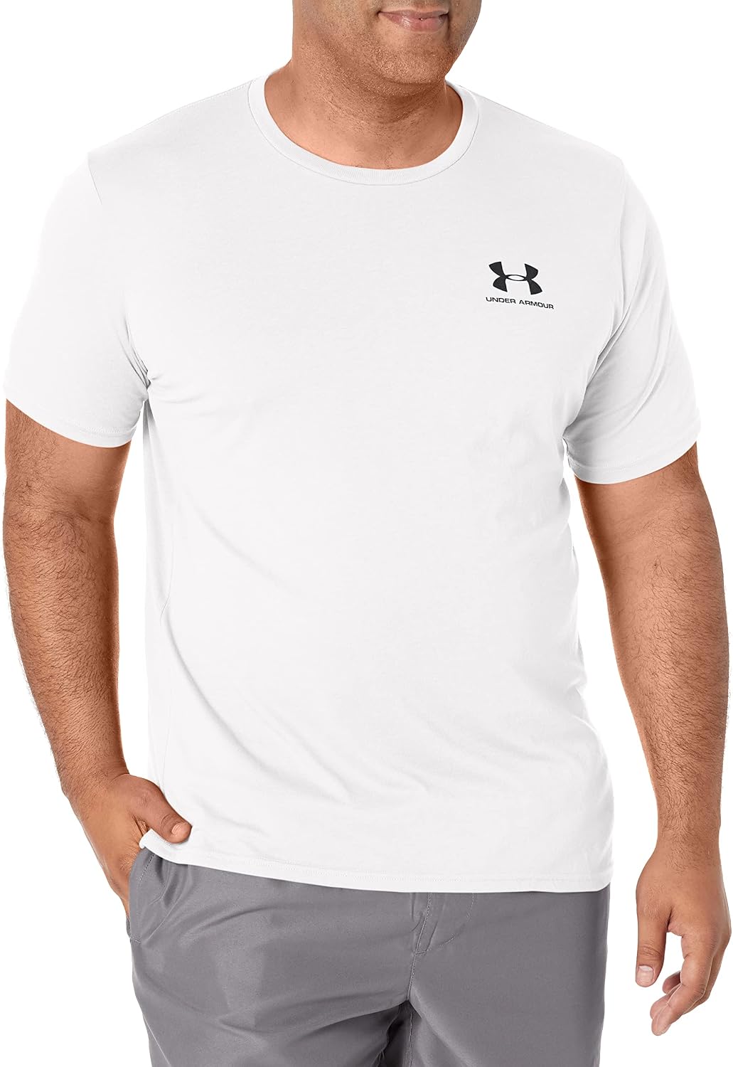 Detalle de Under Armour UA Sportstyle LC SS Camiseta blanca de hombre (mezcla de algodón y poliéster)