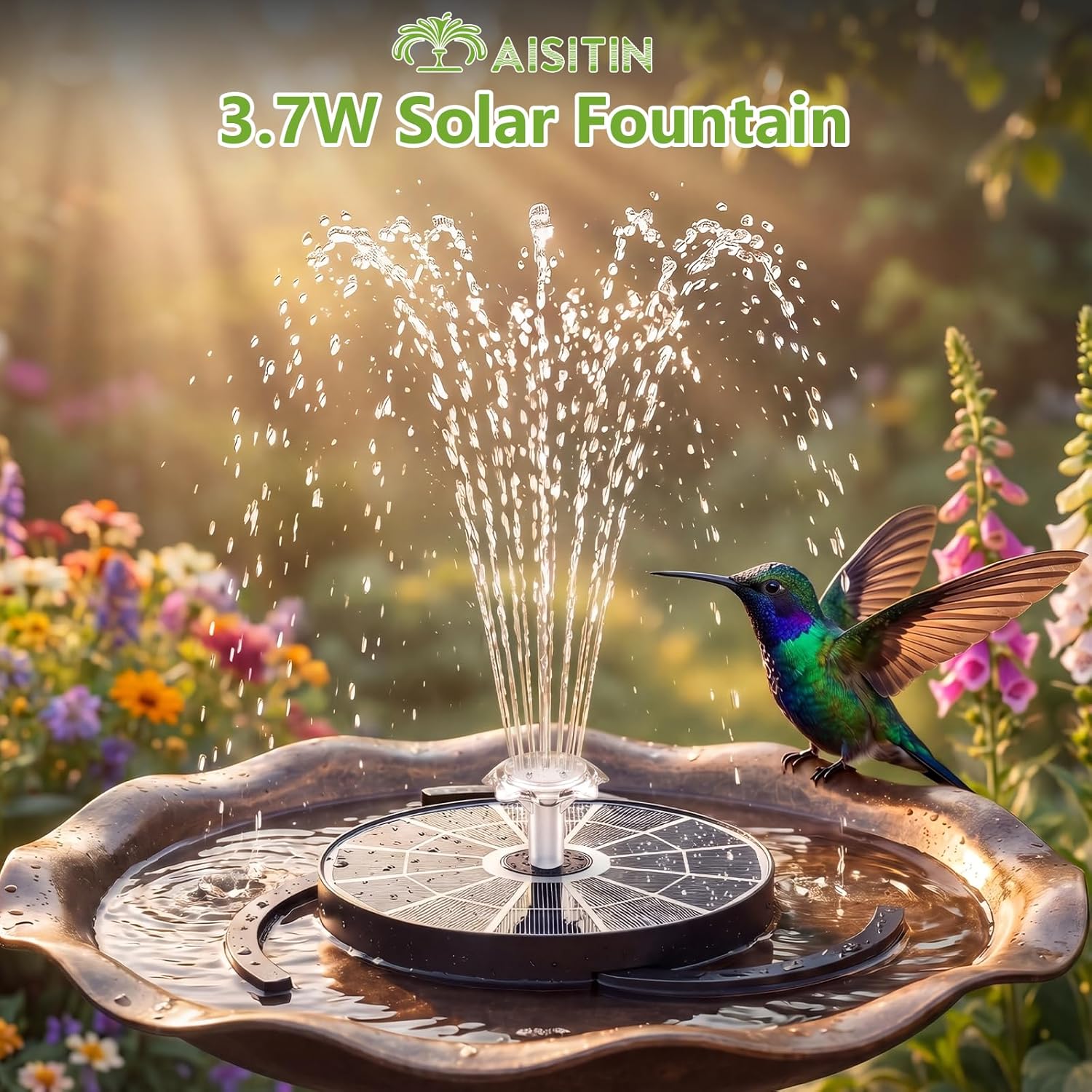 Detalle 2 de AISITIN Solar Springbrunnen 3,7 W für Außen