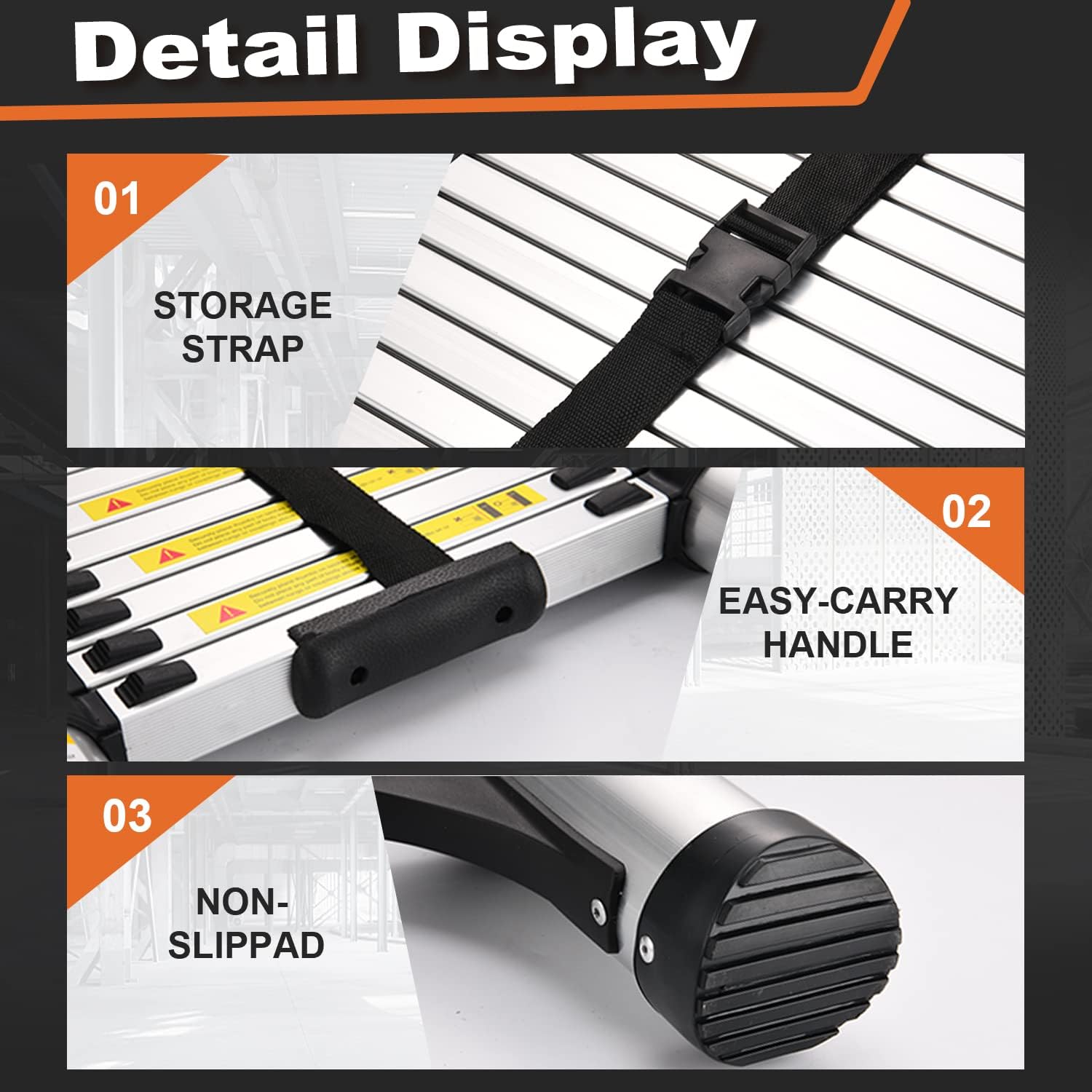 Thumbnail 4 de Soctone 10.5 FT Telescoping Aluminum Ladder with Triangle Stabilizers