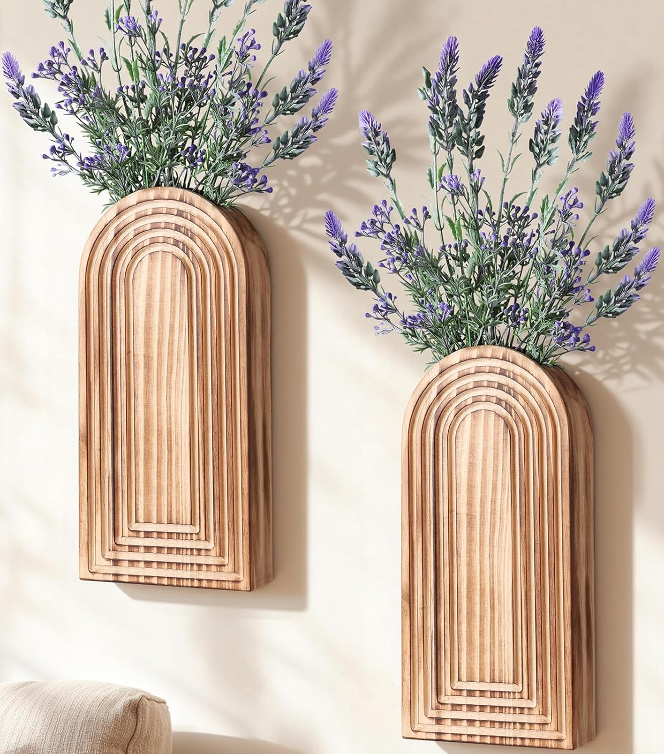 Detalle 2 de Wooden Wall Vase Set of 2 by FancyPlus: Modern Farmhouse Wall Planters for Boho Indoor Decor