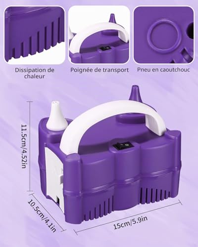 Detalle de Pompe à Ballon Électrique 400W Yulado – Gonflez rapidement vos ballons pour fêtes et décorations
