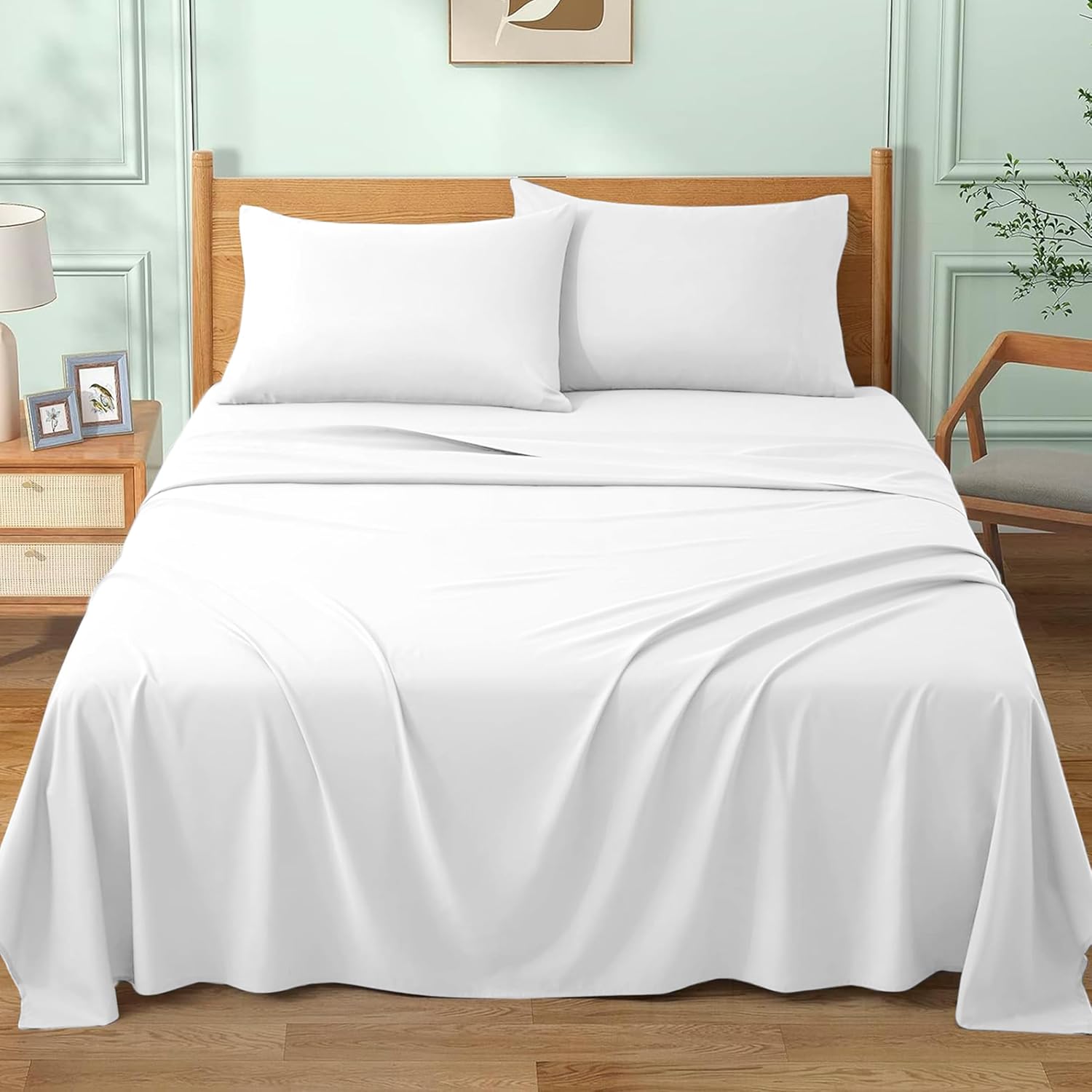 Detalle de My Home Store Flat Sheet Double Size – 230 x 255 cm, 100% Egyptian Cotton, Hotel Quality
