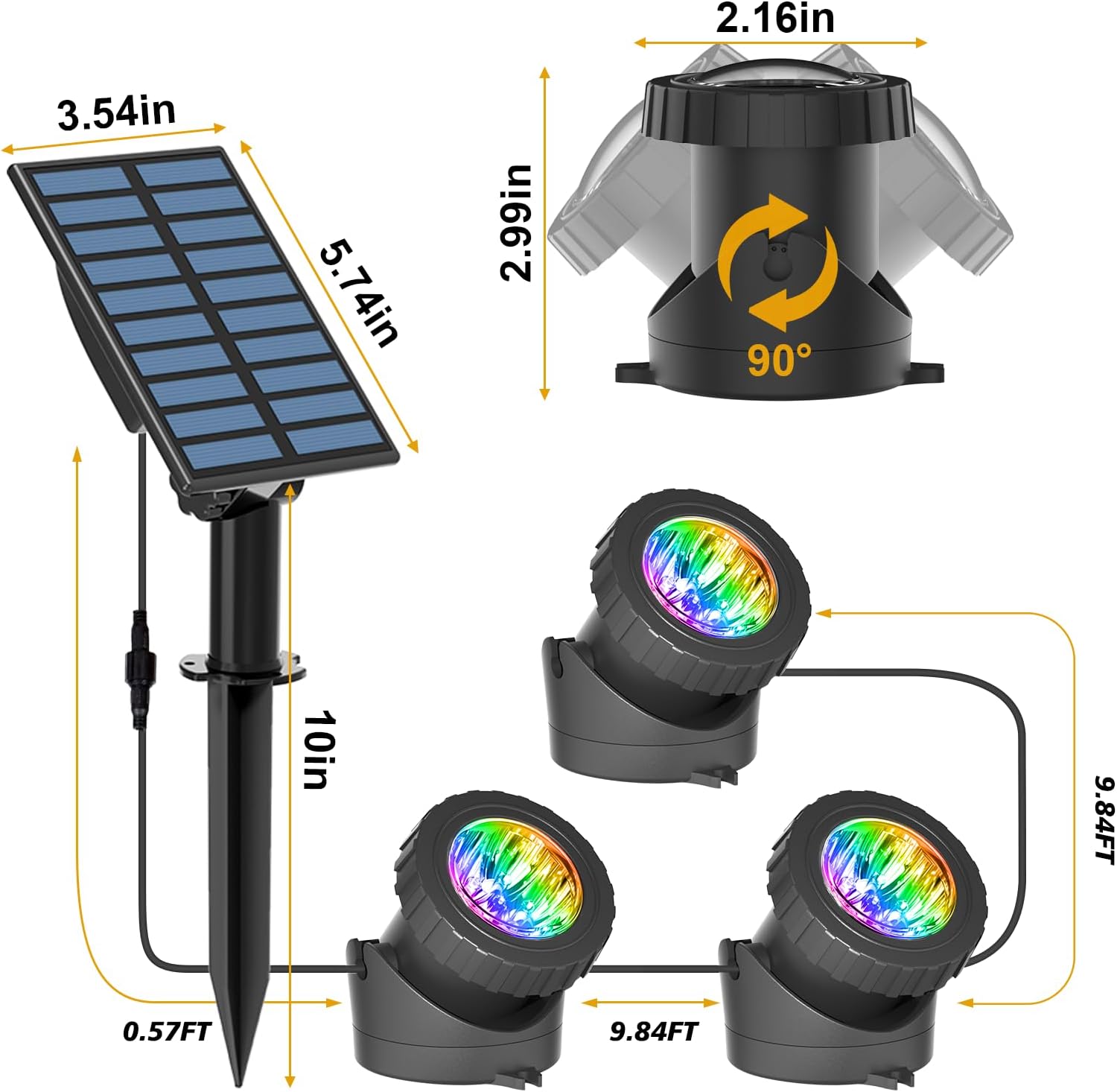 Thumbnail 6 de T-SUN Solar Teichbeleuchtung RGB – wasserdicht, energiesparend und flexibel im Garten