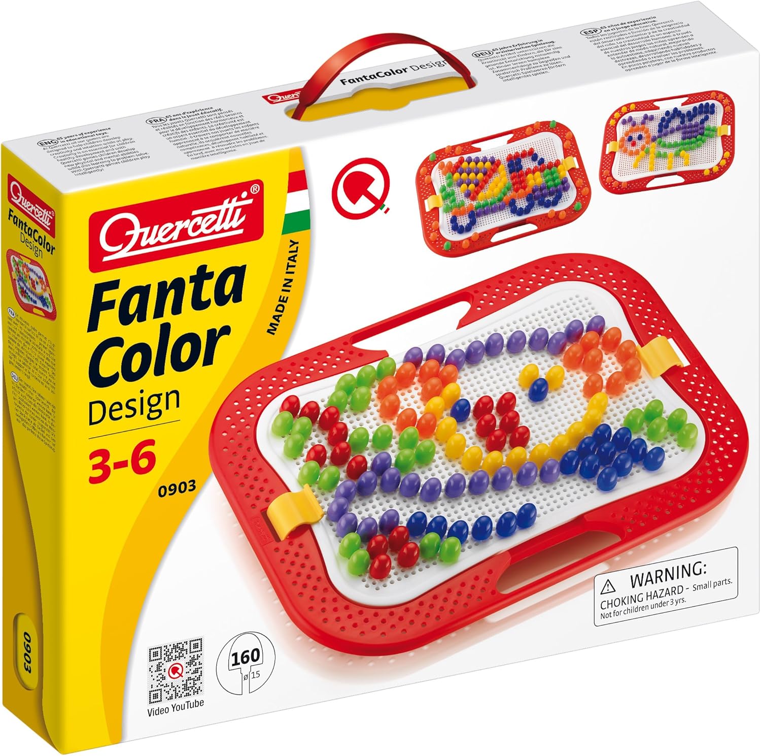 Thumbnail 6 de Quercetti FantaColor Design – Mosaico Montessori con chiodini colorati (20 mm) per bambini dai 4 anni, gioco creativo in legno/struttura traforata