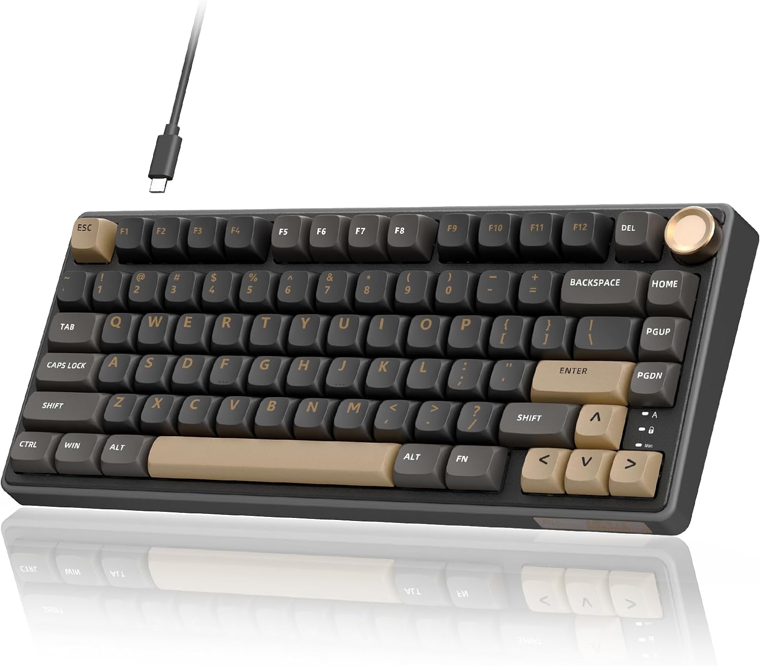 Detalle de RK ROYAL KLUDGE R75 Wired Gaming Keyboard with Volume Knob (75% Mechanical) — QMK/VIA, Hot-Swappable Speed Silver