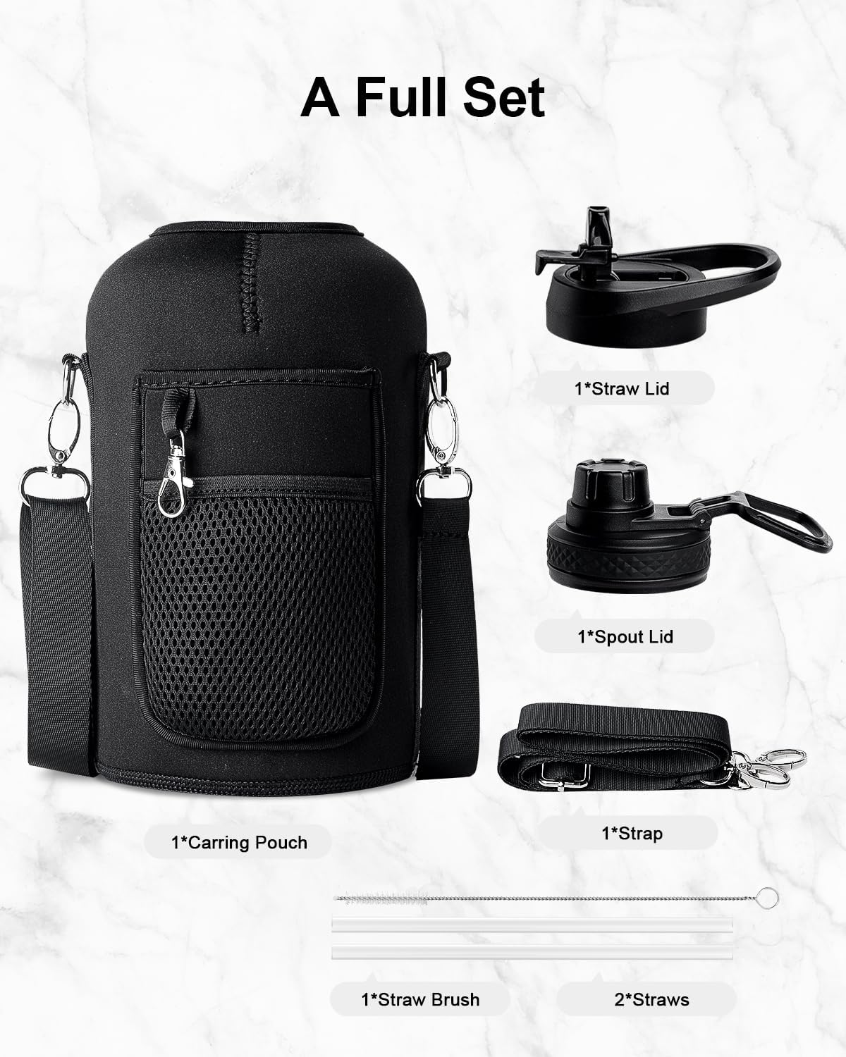 Thumbnail 6 de Trebo Stainless Steel Water Bottle 2L – Large, with Handle, Wide Mouth and Double Wall (Black)