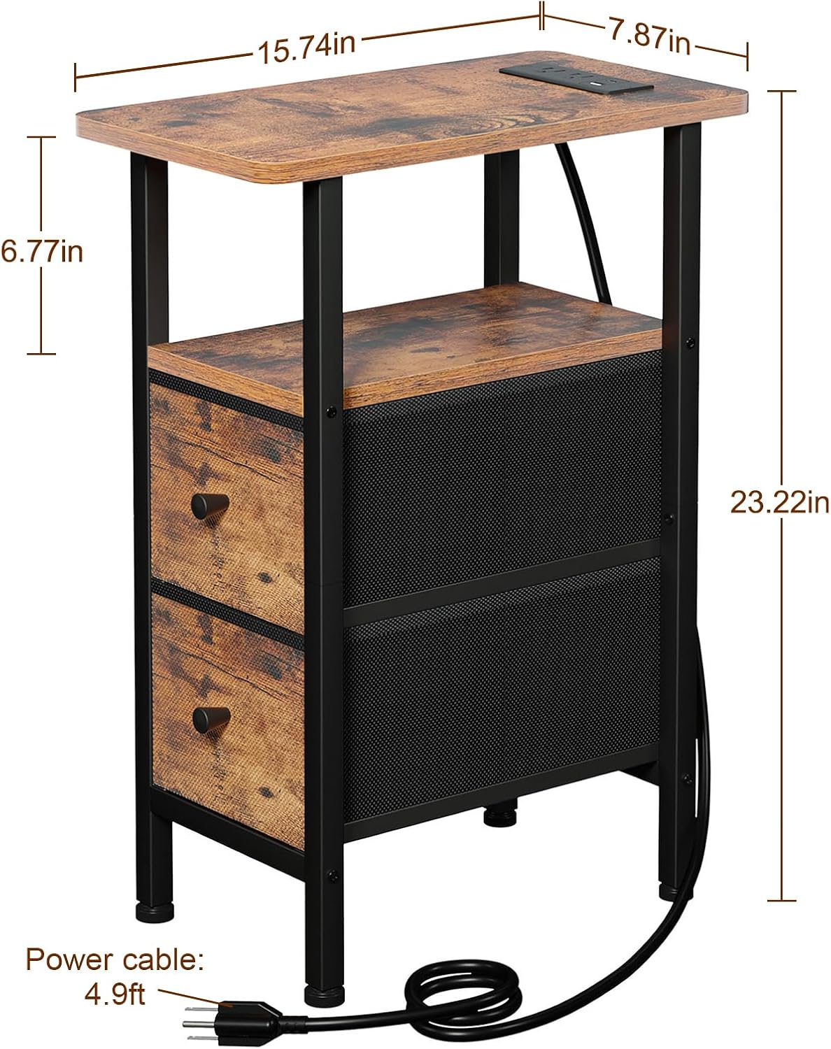 Detalle de LOAKEKEL Narrow End Table, 7.87-Inch Wide