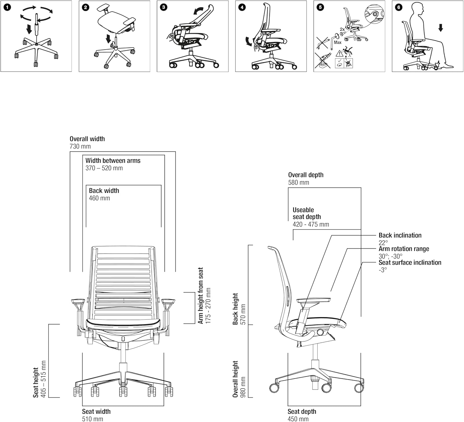 Detalle 2 de Steelcase Think ergonomic office chair with LiveBack lumbar support, 4D armrests (sustainable design, black) – made in Europe