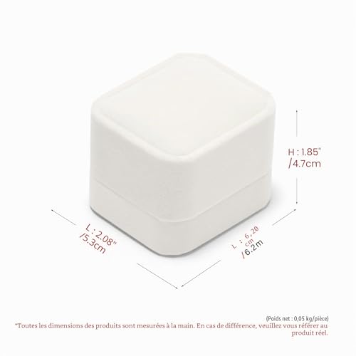 Thumbnail 3 de Oirlv Blanc Velours Boite à Bijoux – Coffret bague élégant 6x5x4 cm