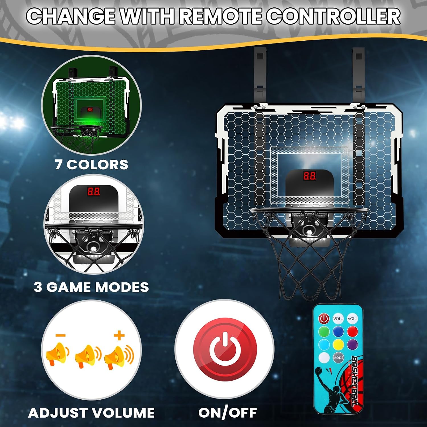 Thumbnail 6 de QDRAGON Indoor Mini Basketball Hoop 7-LED