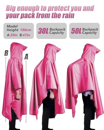 Thumbnail 4 de Victoper Waterproof Rain Poncho for Adults – Lightweight, Reusable Hooded Raincoat for Outdoor Adventures