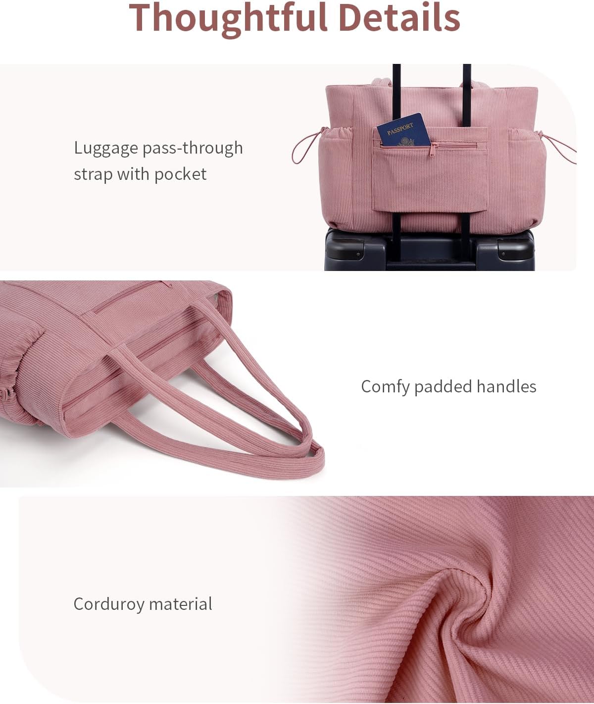 Thumbnail 6 de ECOHUB Large Corduroy Tote Bag – Recycled Materials, 15.6" Laptop Compartment