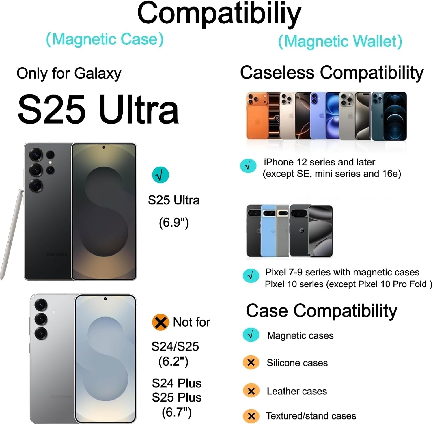 Detalle 2 de Ntwinro Magnetic Wallet Case for Galaxy S25 Ultra, Deep Blue, Detachable Holder