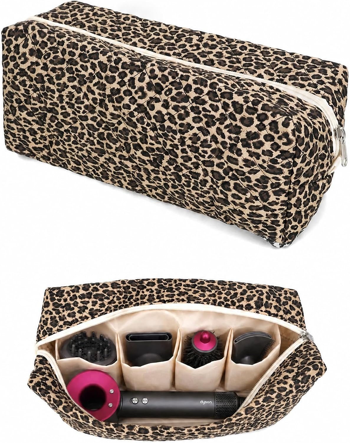 Detalle de Hair Tools Travel Bag: Large Capacity Case for Dyson Airwrap, Shark FlexStyle and Accessories (Leopard)