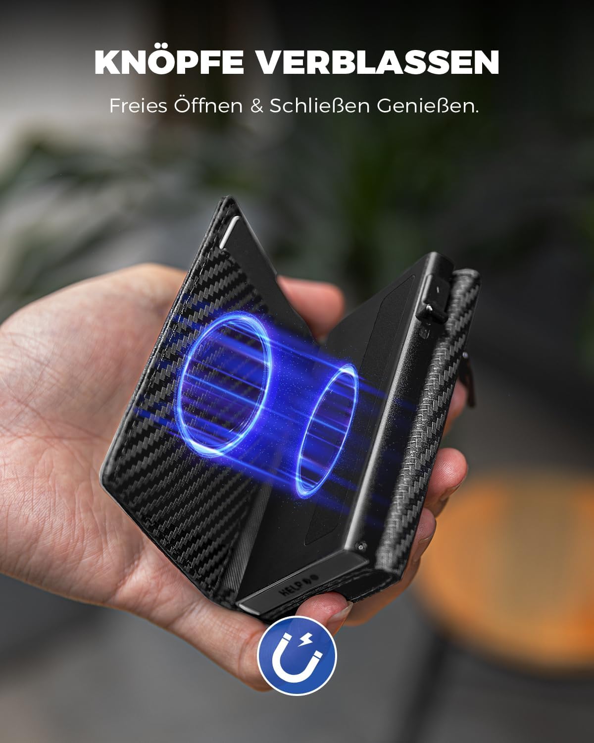 Detalle 2 de DODENSHA MagSnap Slim Wallet für 10+ Karten mit RFID Schutz