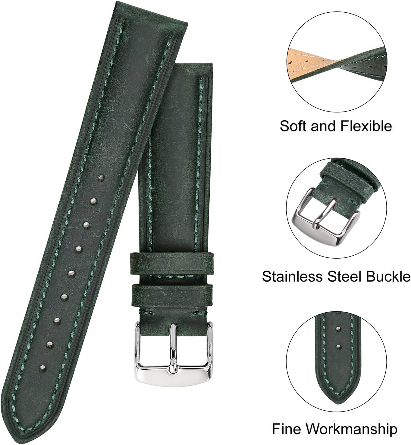 Detalle 2 de BISONSTRAP Bracelet de Montre - Remplacement cuir 14–24mm