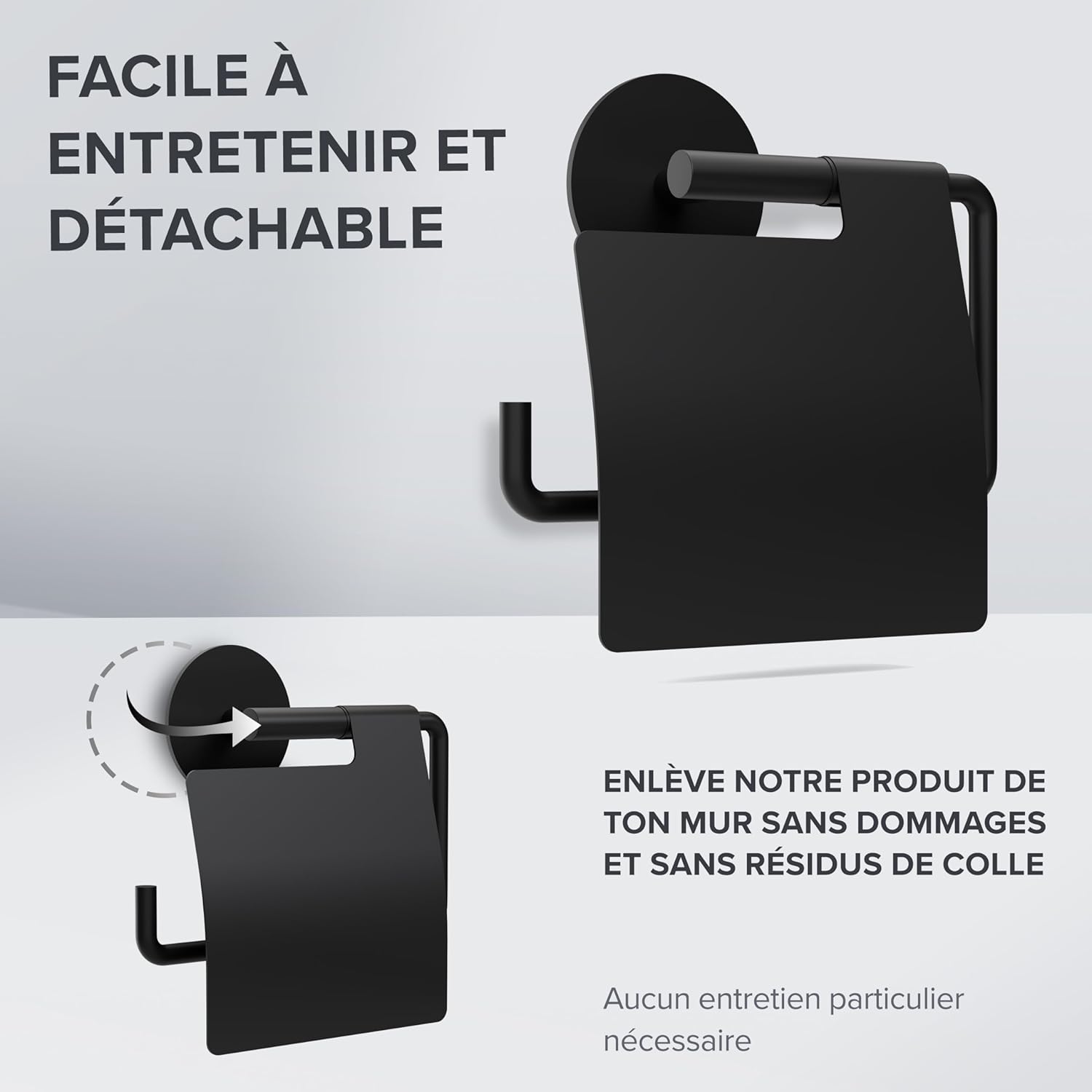Thumbnail 5 de ovimar Distributeur de Papier Toilette Heroya noir mat avec couvercle et amortisseur