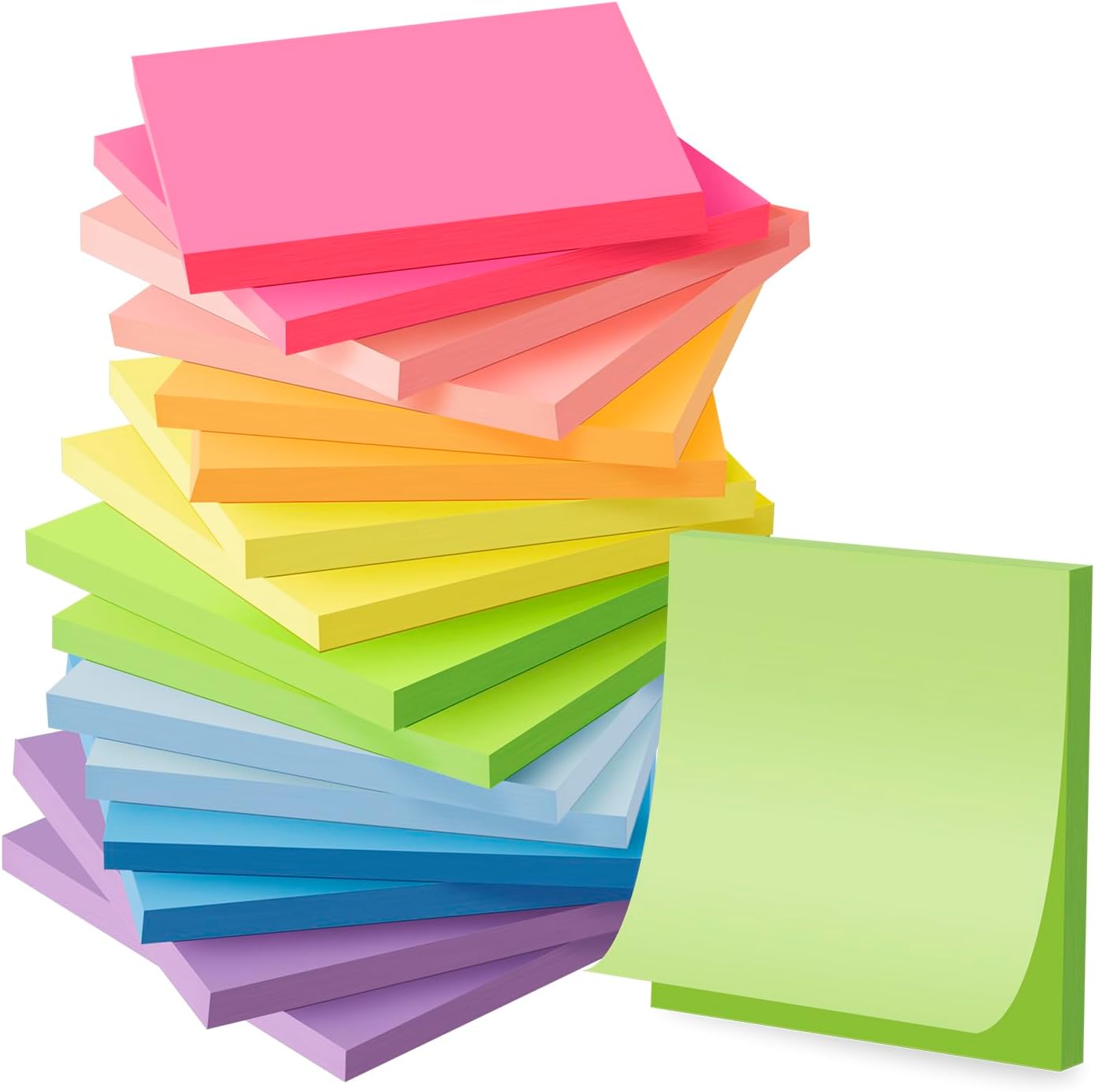 Wowivy 16 Pack Sticky Notes 3x3 in – Bright Colour Assortment, 880 Sheets Total