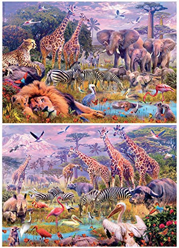 Detalle 2 de Educa Animales Salvajes 2 Puzzles 100 Piezas 🦁
