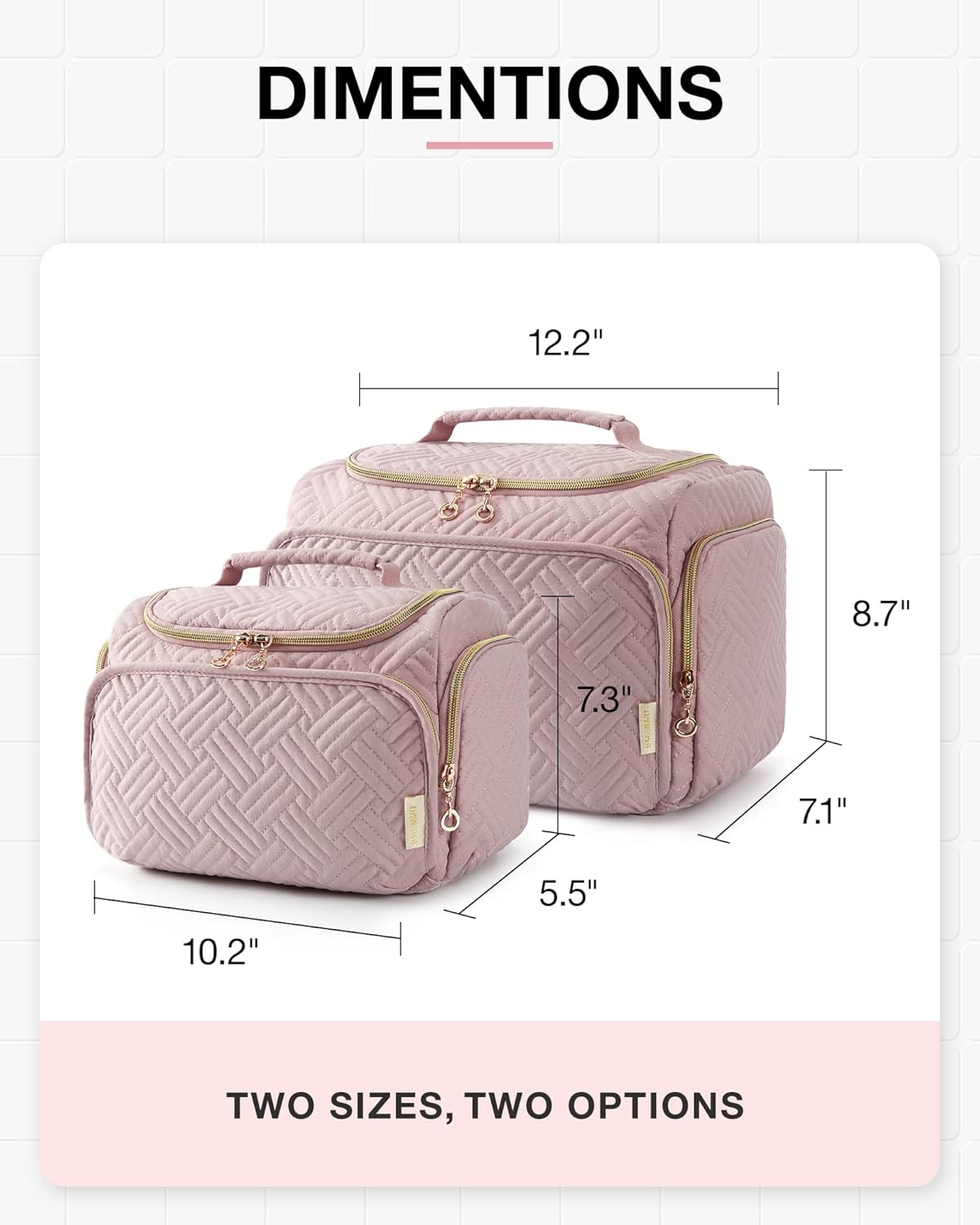 Thumbnail 5 de BAGSMART Travel Toiletry Bag for Women (Large, Pink) – wide-open organiser with dry/wet separation