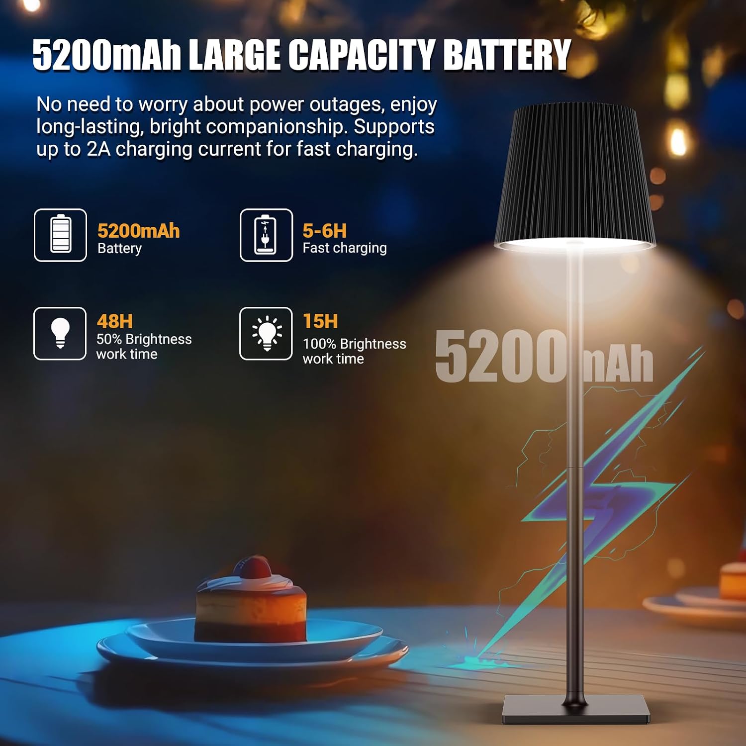 Detalle 2 de YICAIZI Lampara de Mesa 5200 mAh