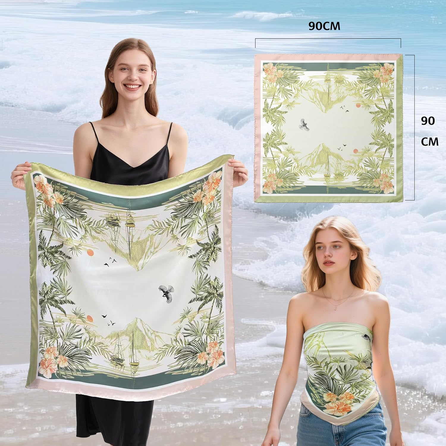 Detalle 2 de townssilk SunsetHill Mulberry Silk Scarf, 90 x 90 cm, OEKO-TEX Certified