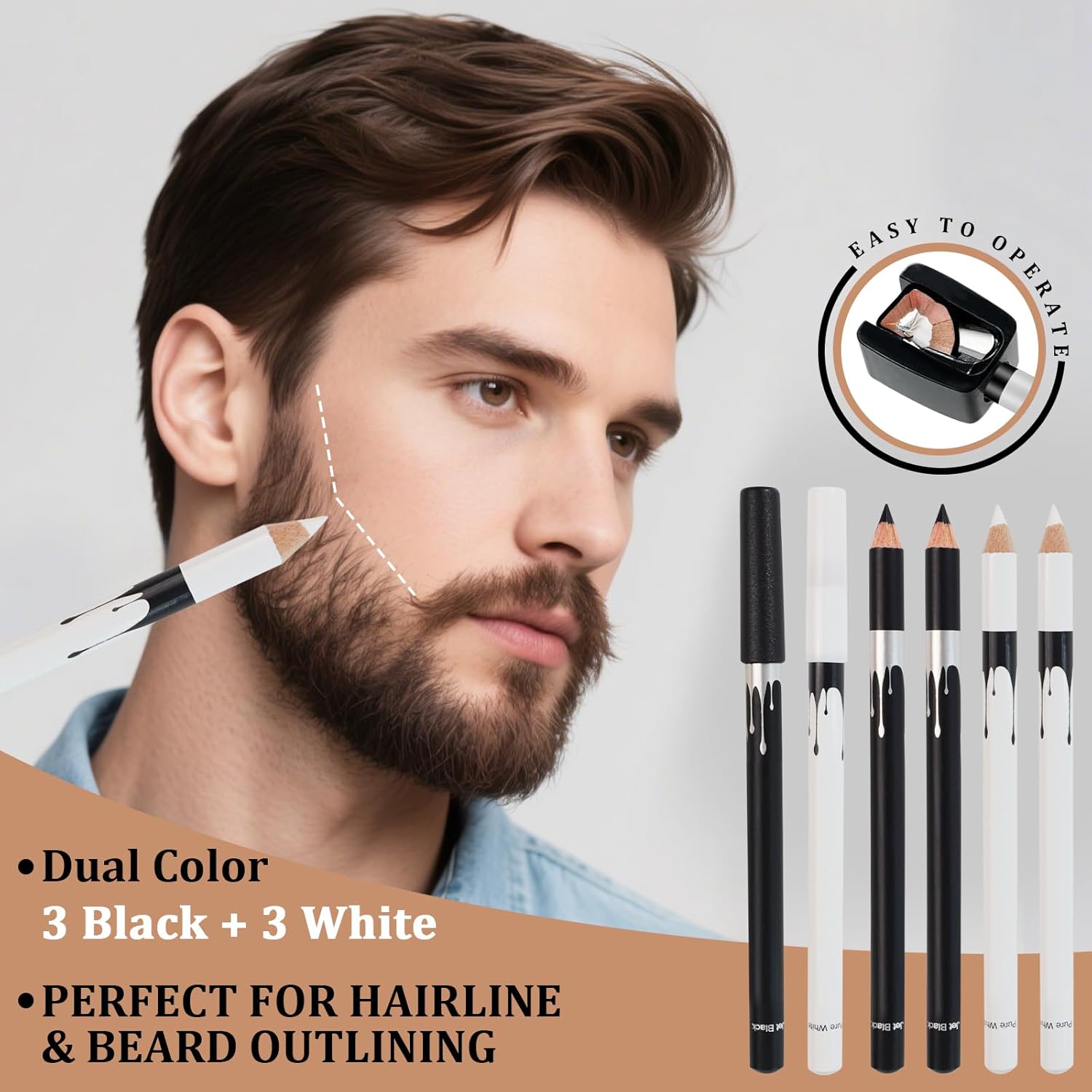 Thumbnail 1 de HEYMKGO Professional Beard Grooming Kit (12-piece) with beard shaper tool, hairline pencils, comb & brush