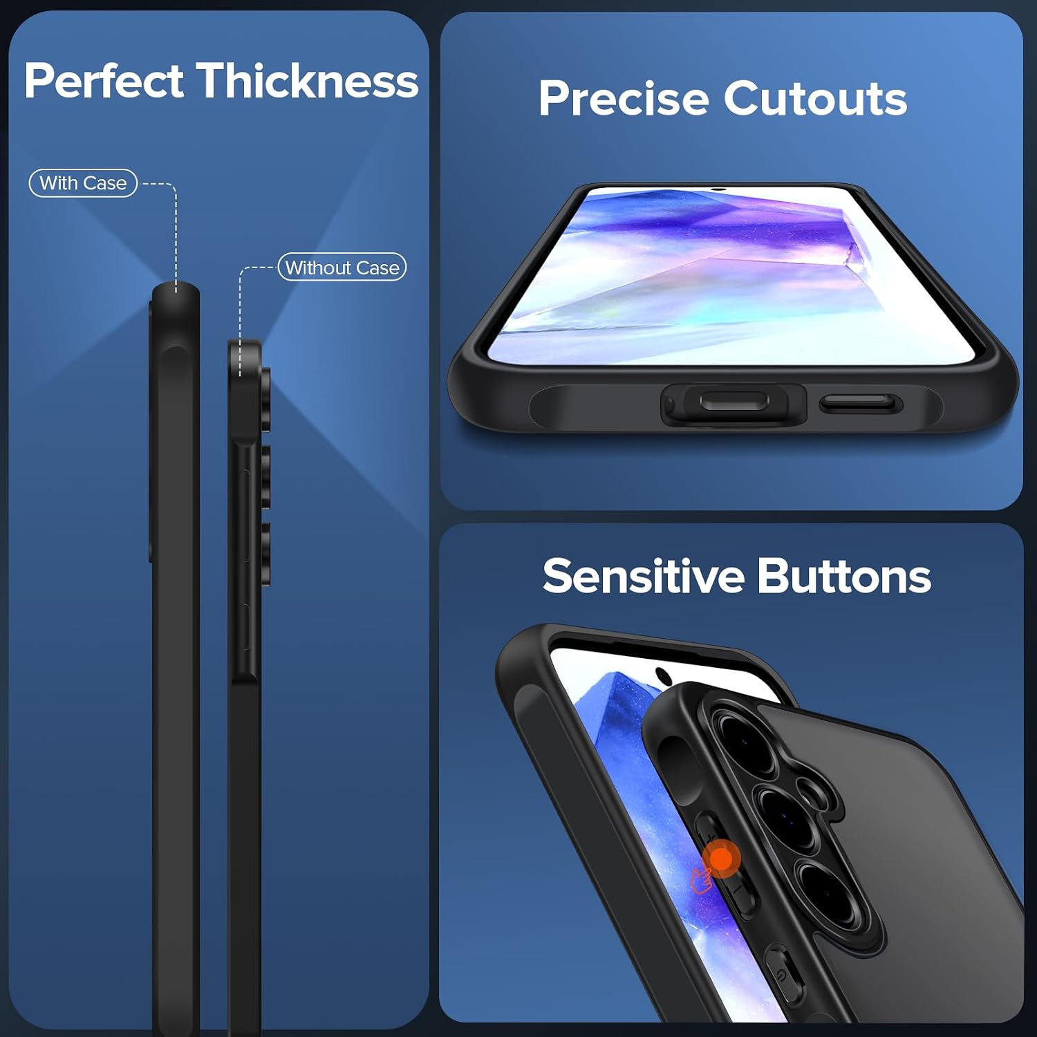 Detalle 1 de ivoler Funda Mate Negro para Samsung Galaxy A55 5G 🌟 Protección Total y Elegante