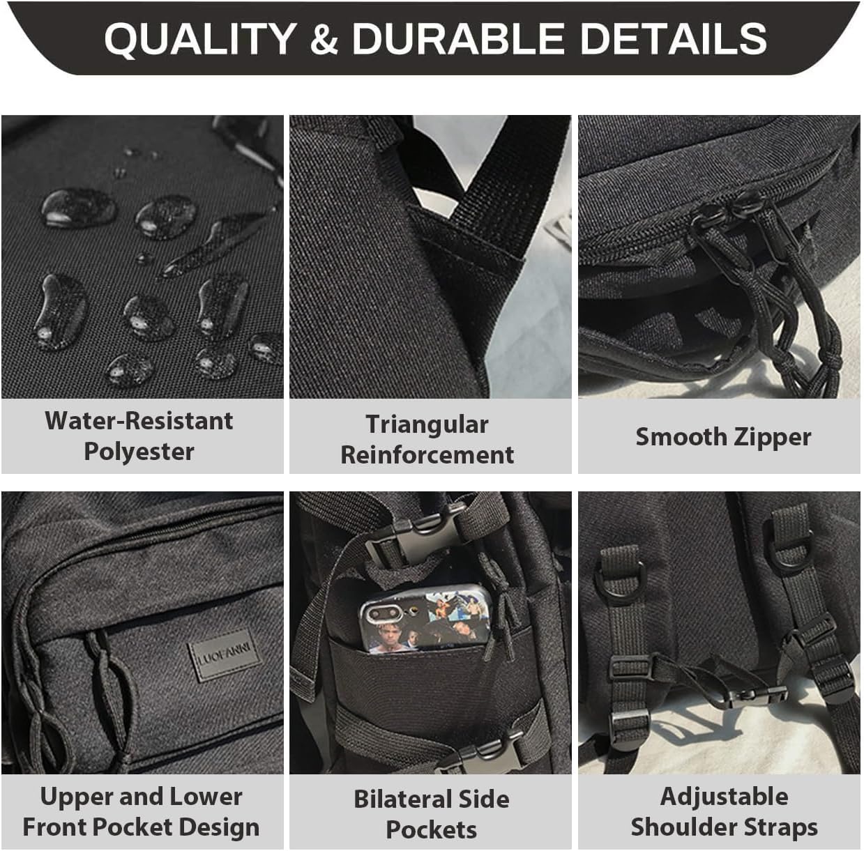 Detalle de Oreunik Schulrucksack für Mädchen & Jungen (Teenager) – leichter 15-Zoll-Laptop-Rucksack, wasserabweisend, 30 x 42 x 15 cm