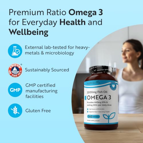 Detalle de Nutravita Omega 3 Capsules High Strength 2000mg – 240 Softgels