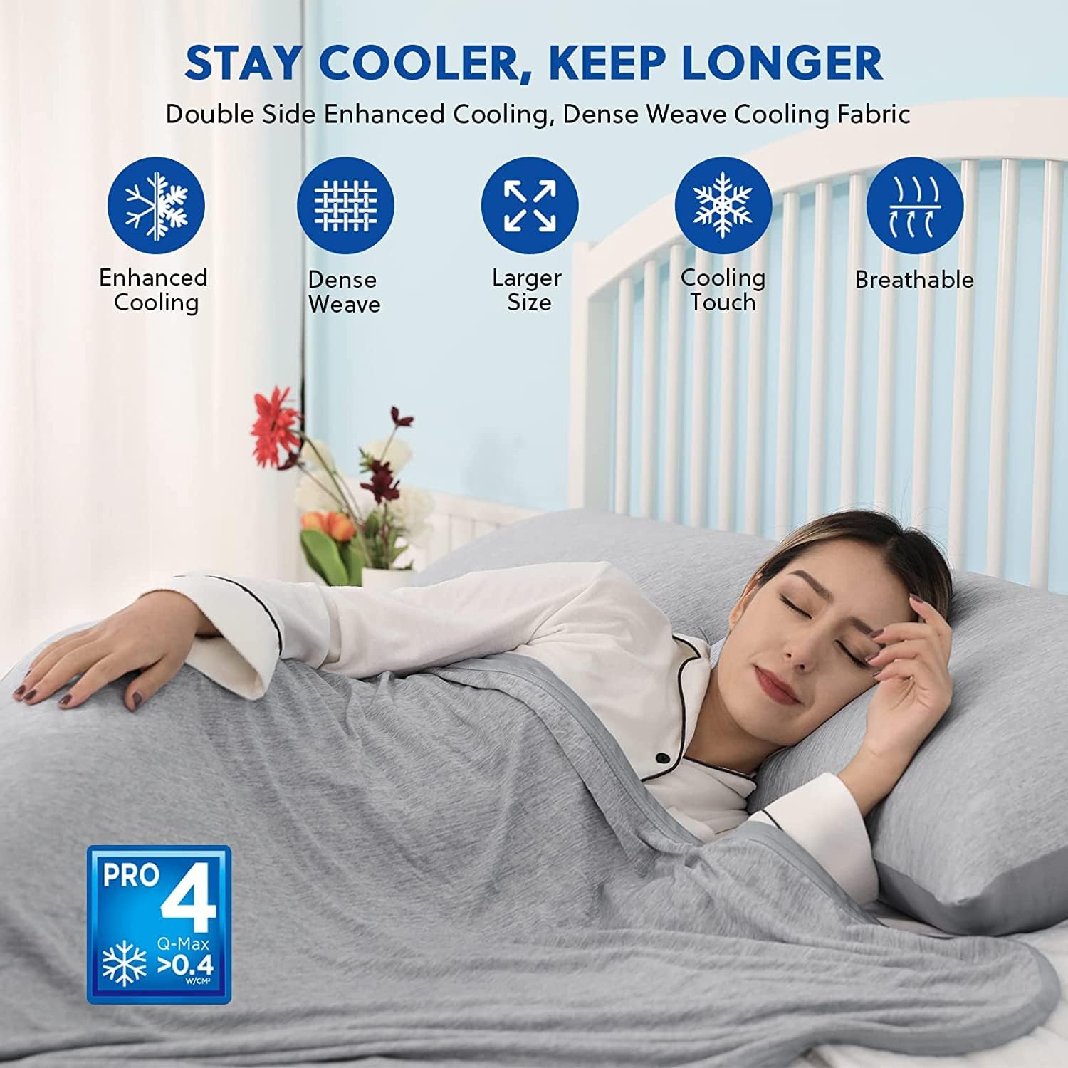 Detalle 2 de HOMFINE Couverture Rafraîchissante d'Été Adultes – Q-Max>0.45, Double Face, 200 x 220 cm, Gris